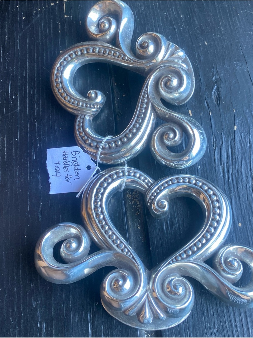 Brighton Silver Heart Scroll tray handles